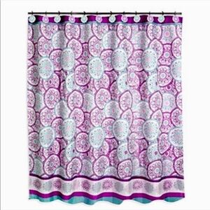 Dream Wheels Fabric Material Shower Curtain 70in X 72 in Purple Teal White